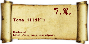 Toma Milán névjegykártya