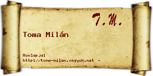 Toma Milán névjegykártya